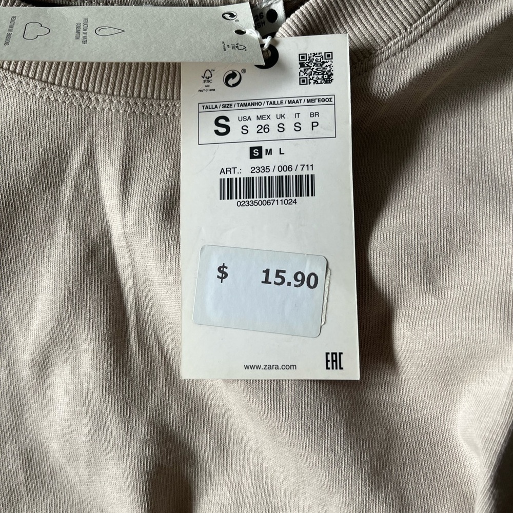 NWT Zara boxy crop top in Tan - Picture 7 of 7